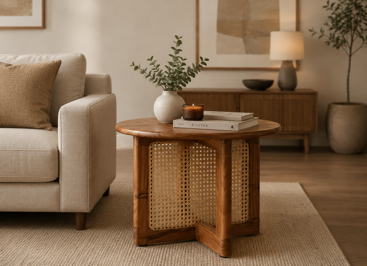 CaneCraft Round Coffee Table